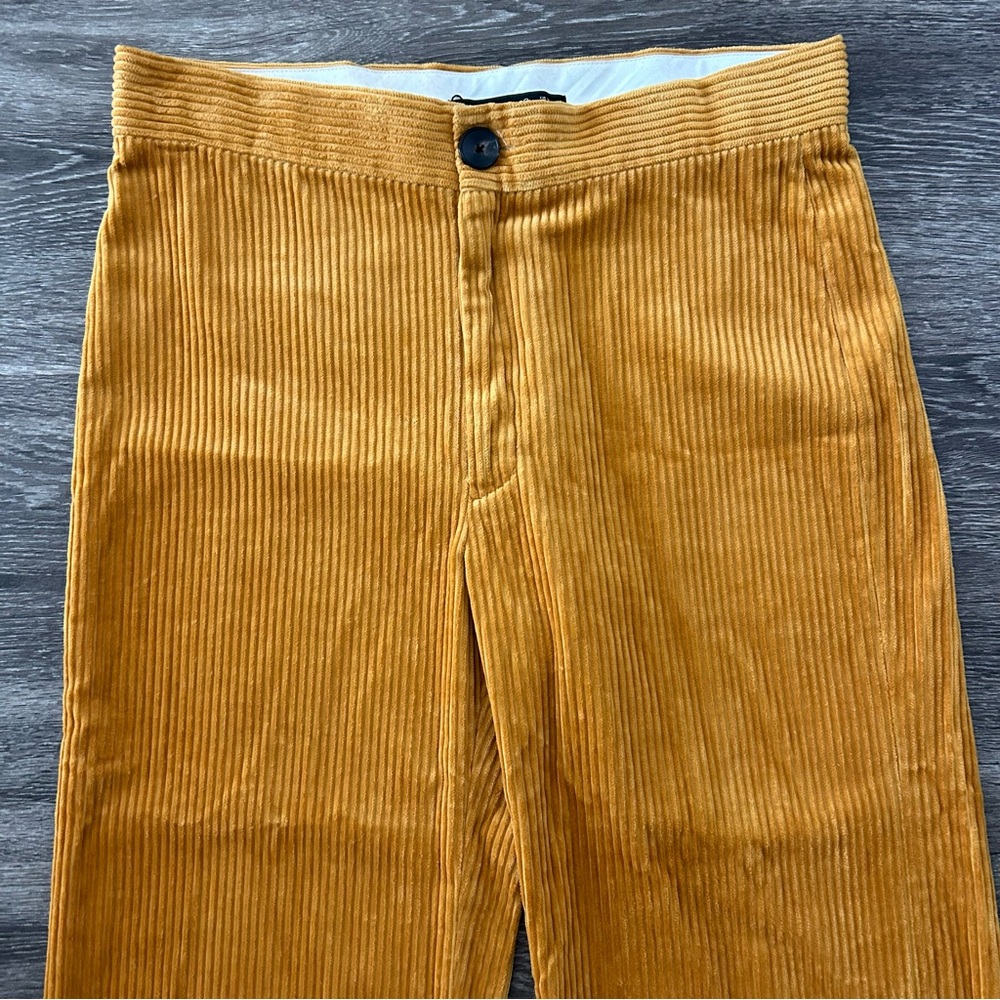 ZARA Woman Corduroy Wide Leg Pants Trousers XL Cropped Ankle Grazer Camel NWT - Picture 2 of 9
